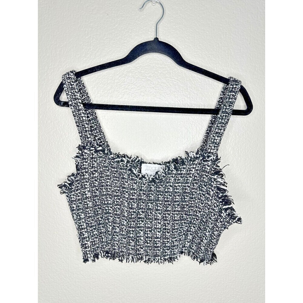 Mare Mare Anthropologie Crop Top Womens Medium Sleeveless Tank Tweed Fringe